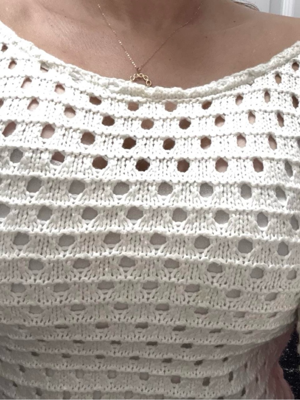 Excellent Condition, Promod Open-Knit Scoop-Neck Sweater in Cream